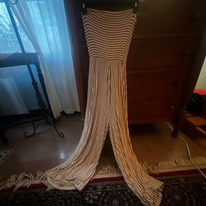 Yellow & White Striped Jumpsuit